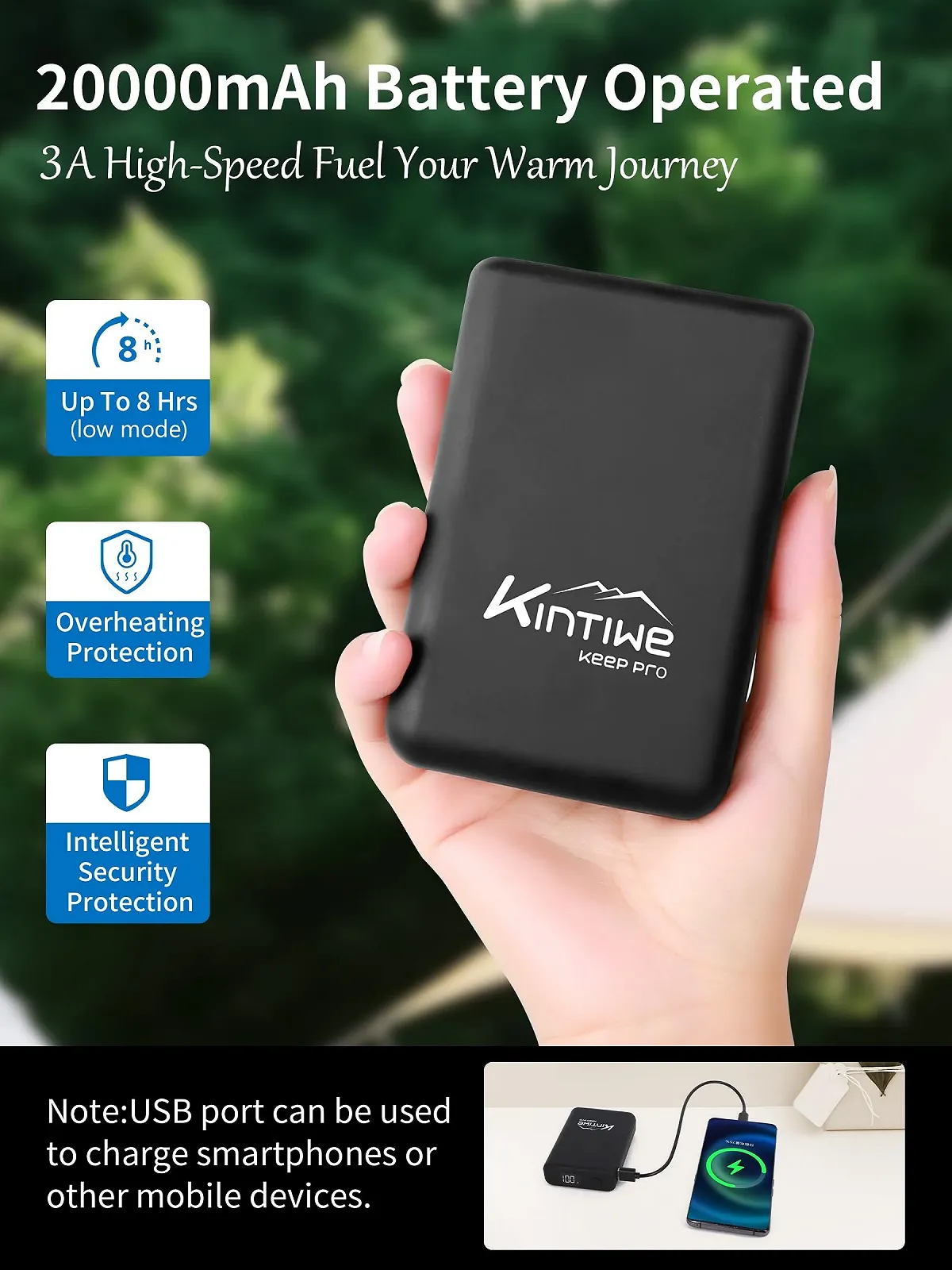 Электрическое одеяло Kintiwe с аккумулятором 20000 mAh, беспроводное, грелка для шеи и плеч с 4 зонами нагрева и 3 уровнями температуры, фото №2 Электрическое одеяло Kintiwe с аккумулятором 20000 mAh, беспроводное, грелка для шеи и плеч с 4 зонами нагрева и 3 уровнями температуры, фото №2