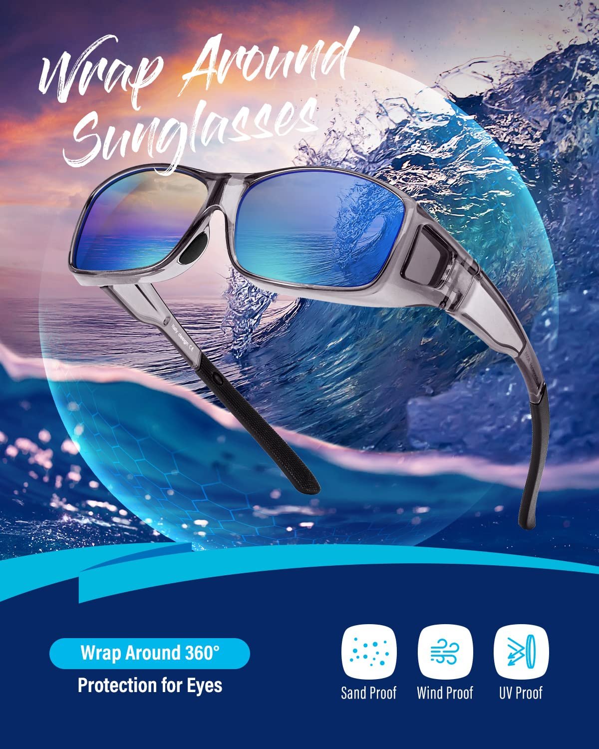 Окуляри для нічного водіння, накладні, для чоловіків, HD, поляризовані, антиблікові, фото №3