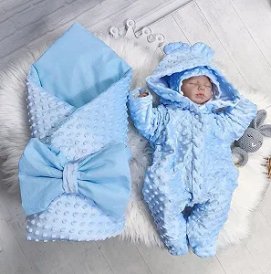 Набір на виписку демісезон, утеплювач виймається Плюш блакитний - Фото 1
