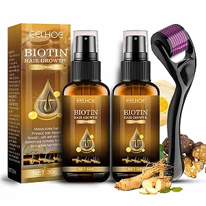 Сыворотка для роста волос Shefave Biotin с роллером для бороды - 2 шт. Спрей для волос для ускорения роста волос - Уход за волосами для тонких волос/бороды, против выпадения волос - Фото 1