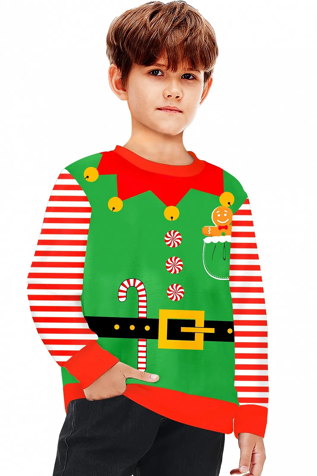 Унісекс Різдвяний світшот Arankhiger для дітей, з довгими рукавами, різдвяним принтом, фото №4