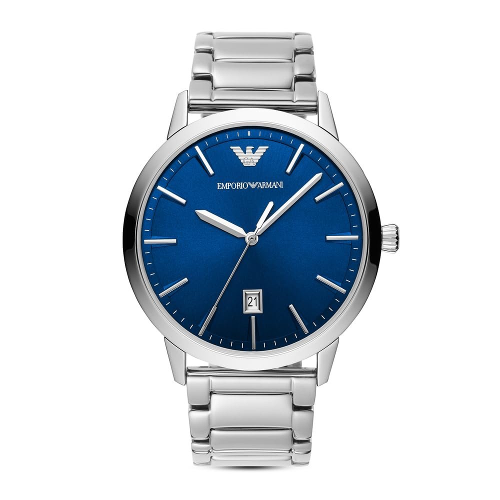 Чоловічий годинник Emporio Armani Three Hands, корпус з нержавіючої сталі, розмір корпусу 43 мм, синій, Dress, фото №3