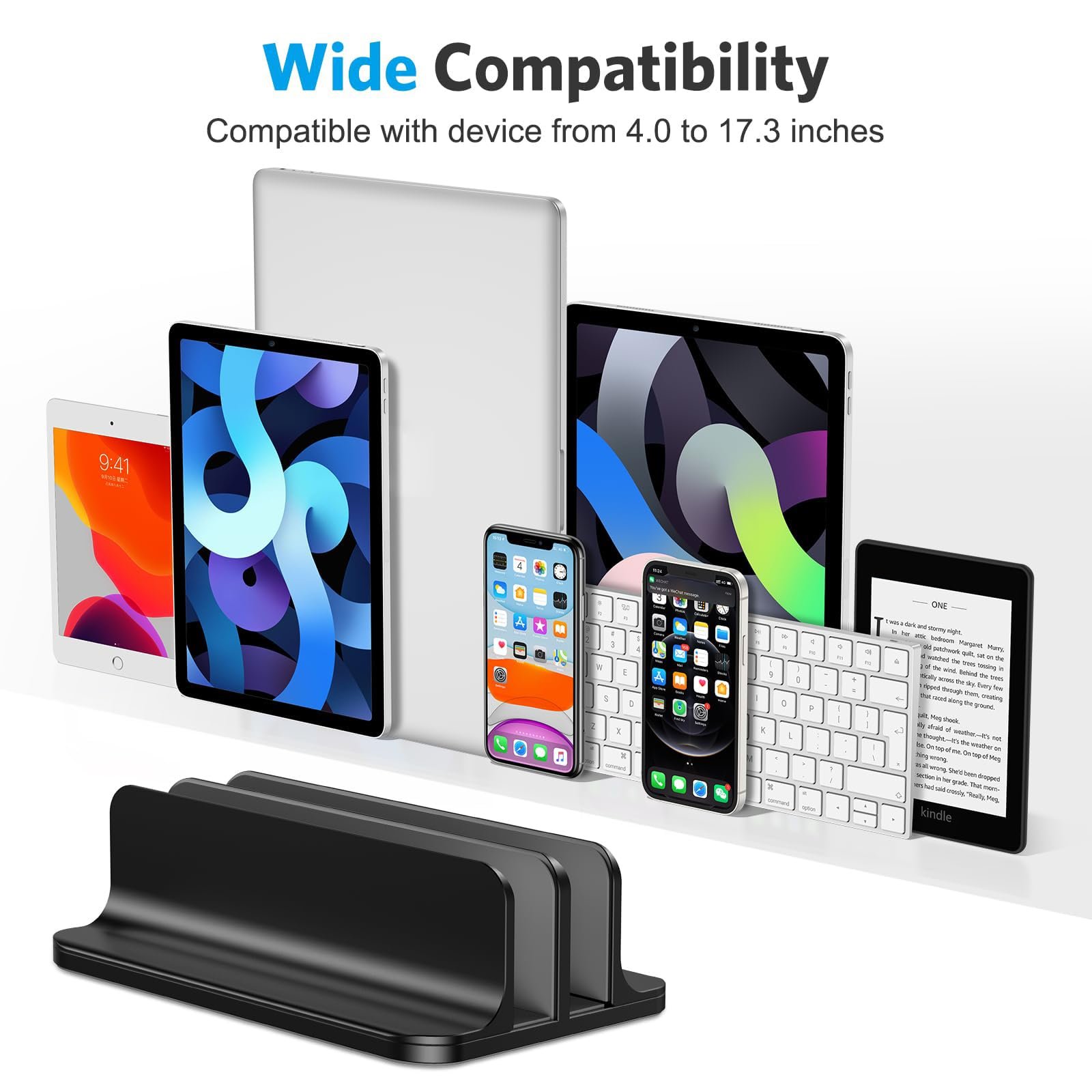 Вертикальная Подставка OMOTON для Ноутбуков Двойная Регулируемая док-станция (для ноутбуков до 17,3 дюймов) Черный, фото №3