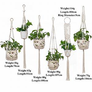 Кошик підвісний макраме Бавовняна мотузка Підвісний горщик Набір 6 штук synthetic.ua - Фото 1
