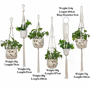 Корзина подвесная макраме Хлопковая веревка Подвесной горшок Набор 6 штук synthetic.ua - Фото 1