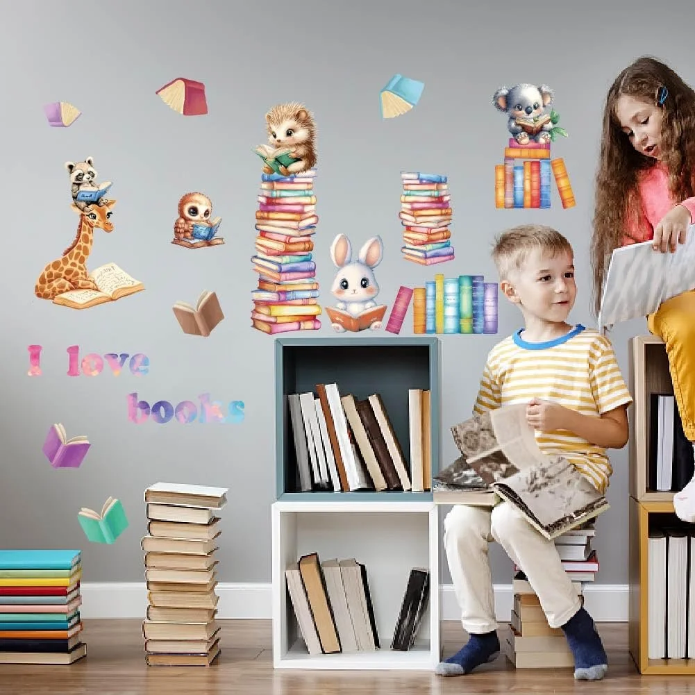 Наклейка на стіну SUPERDANT Animals Reading the Books Вінілова Різнокольоровий, фото №3 Наклейка на стіну SUPERDANT Animals Reading the Books Вінілова Різнокольоровий, фото №3