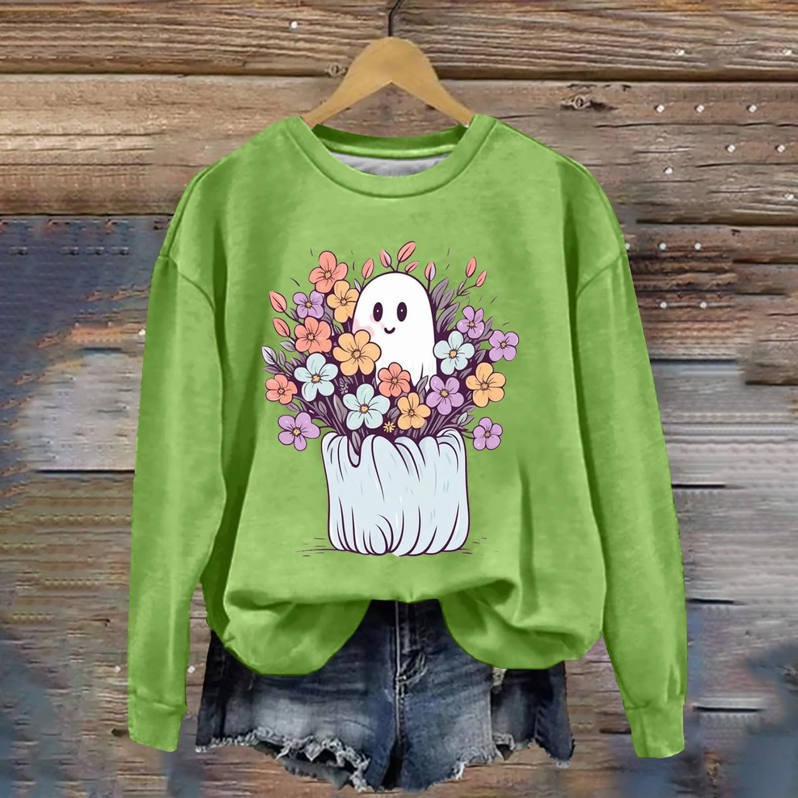 Світшот Жіночий Geister Хелловін Костюм з довгими рукавами Гарбуз, фото №4