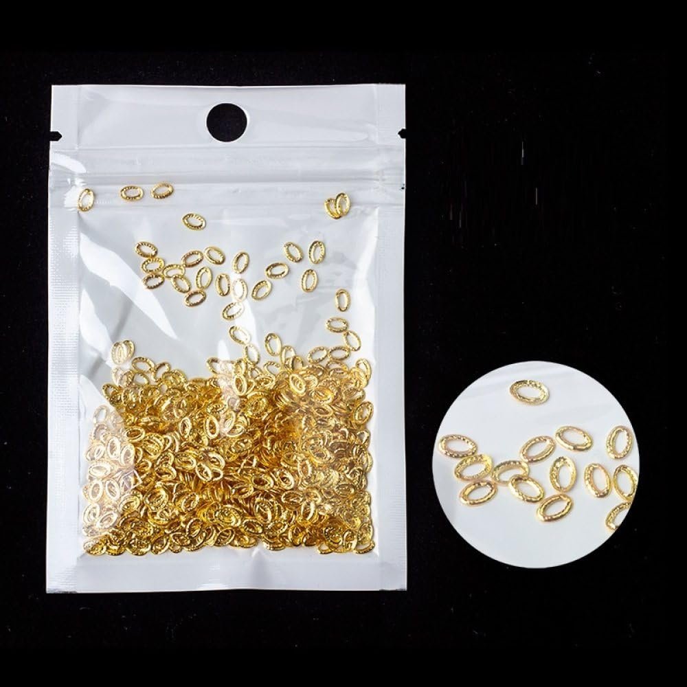 Прикраси для нігтів qbodp, овальні підвіски, золотисті, 1000 шт, 3 мм x 5 мм, фото №1