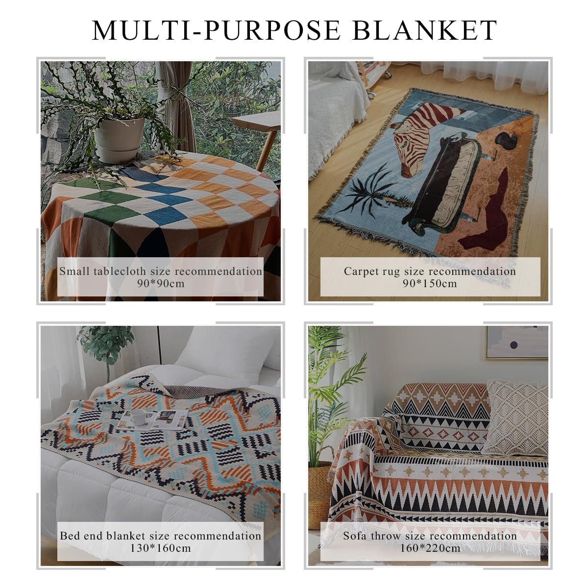 Покривало LumiSyne Aztec Navajo, бавовняне ткане покривало з китицями, фото №5 Покривало LumiSyne Aztec Navajo, бавовняне ткане покривало з китицями, фото №5