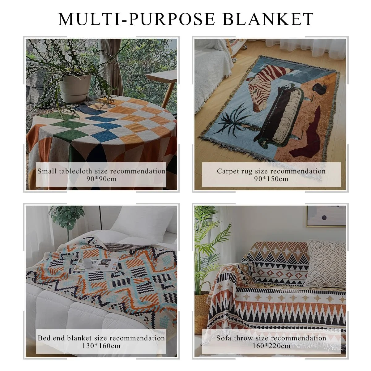 Покривало LumiSyne Aztec Navajo, бавовняне ткане покривало з китицями, фото №5