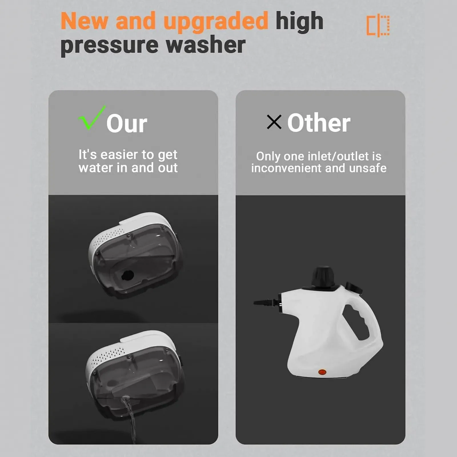 Ручний пароочисник Bewinner 2500 Вт із сенсорним екраном та 6 рівнями регулювання, фото №5