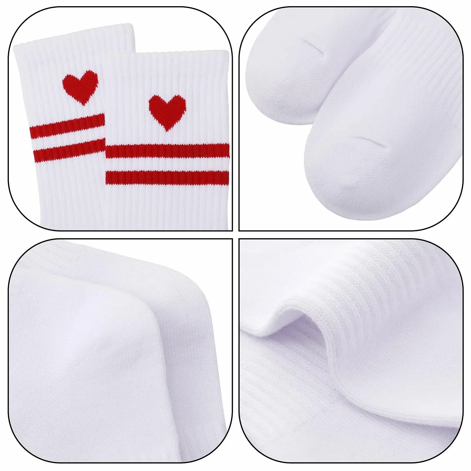 Шкарпетки тенісні з сердечками для жінок, спортивні, розмір 39-42, фото №2