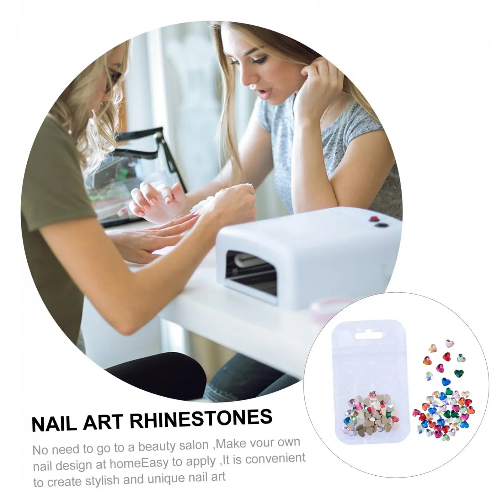 Стрази Прикраса для нігтів Серцеподібні WOONEKY 50 шт. Різнокольорові, фото №4