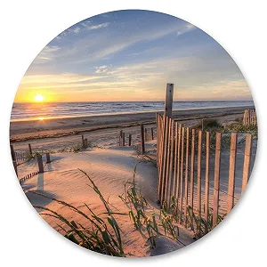 Кругла наклейка на стіну Muralo Пляж Море Захід сонця 3D 100 x 100 см пейзаж для вітальні та офісу - Фото 1
