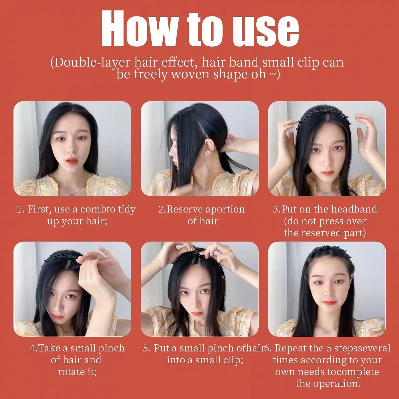 Набір з обручів для волосся з затискачами, фото №4