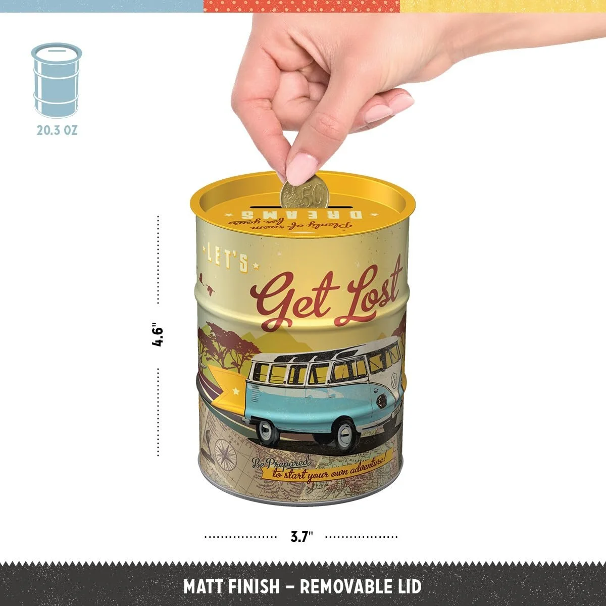 Скарбничка Nostalgic-Art Retro VW Bulli Let's Get Lost 600 мл металева, фото №2