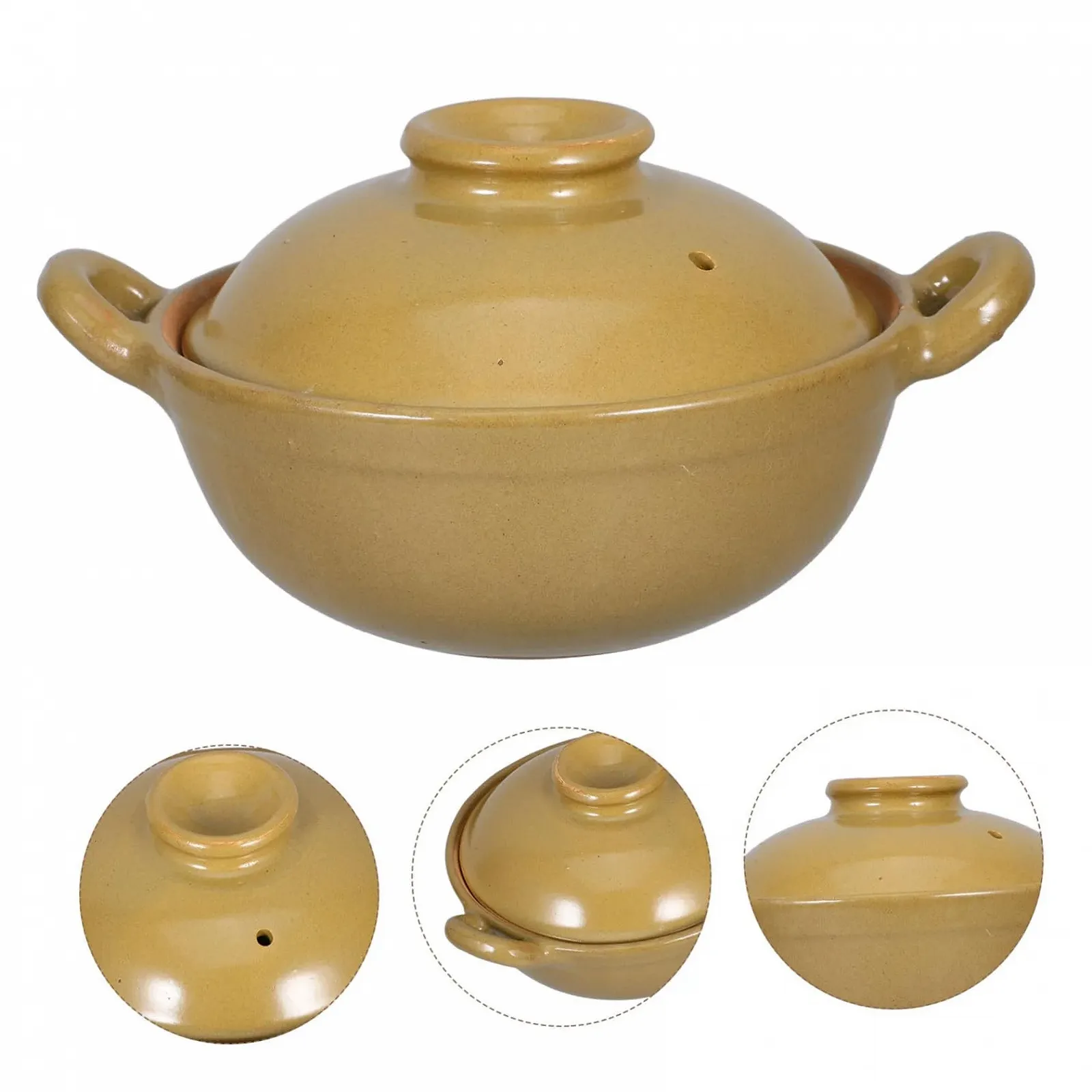 Жаровня из гончарной глины с двойными ручками 500 мл термостойкая с равномерным распределением тепла, фото №8