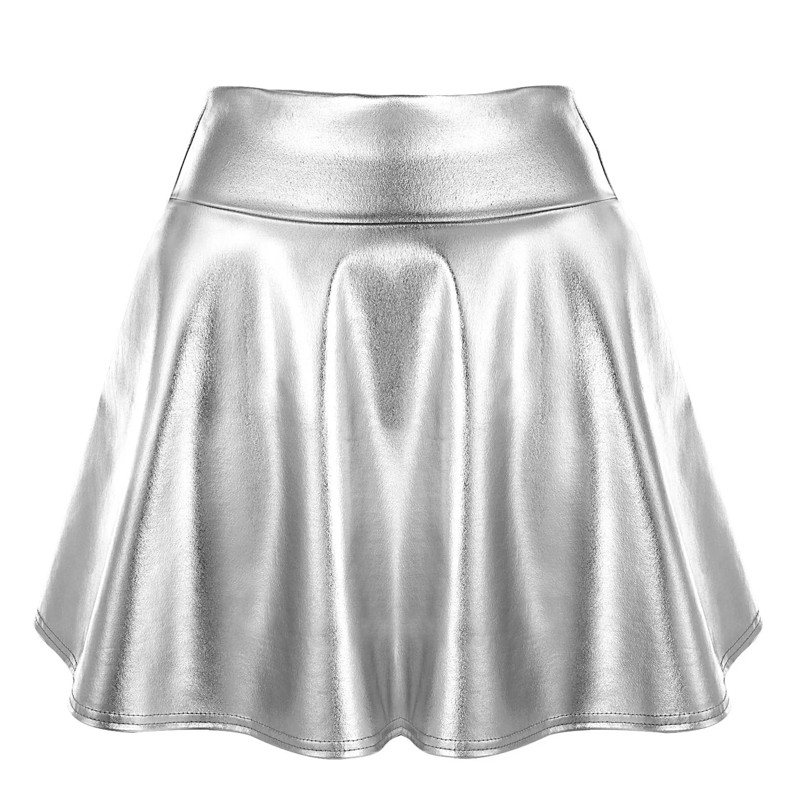 Блестящая юбка Женская мини-юбка клеш Плиссированная юбка с высокой талией Блестящая юбка Металлик для карнавала Хэллоуин Юбка-скейтер Металлик для женщин и девушек, фото №7
