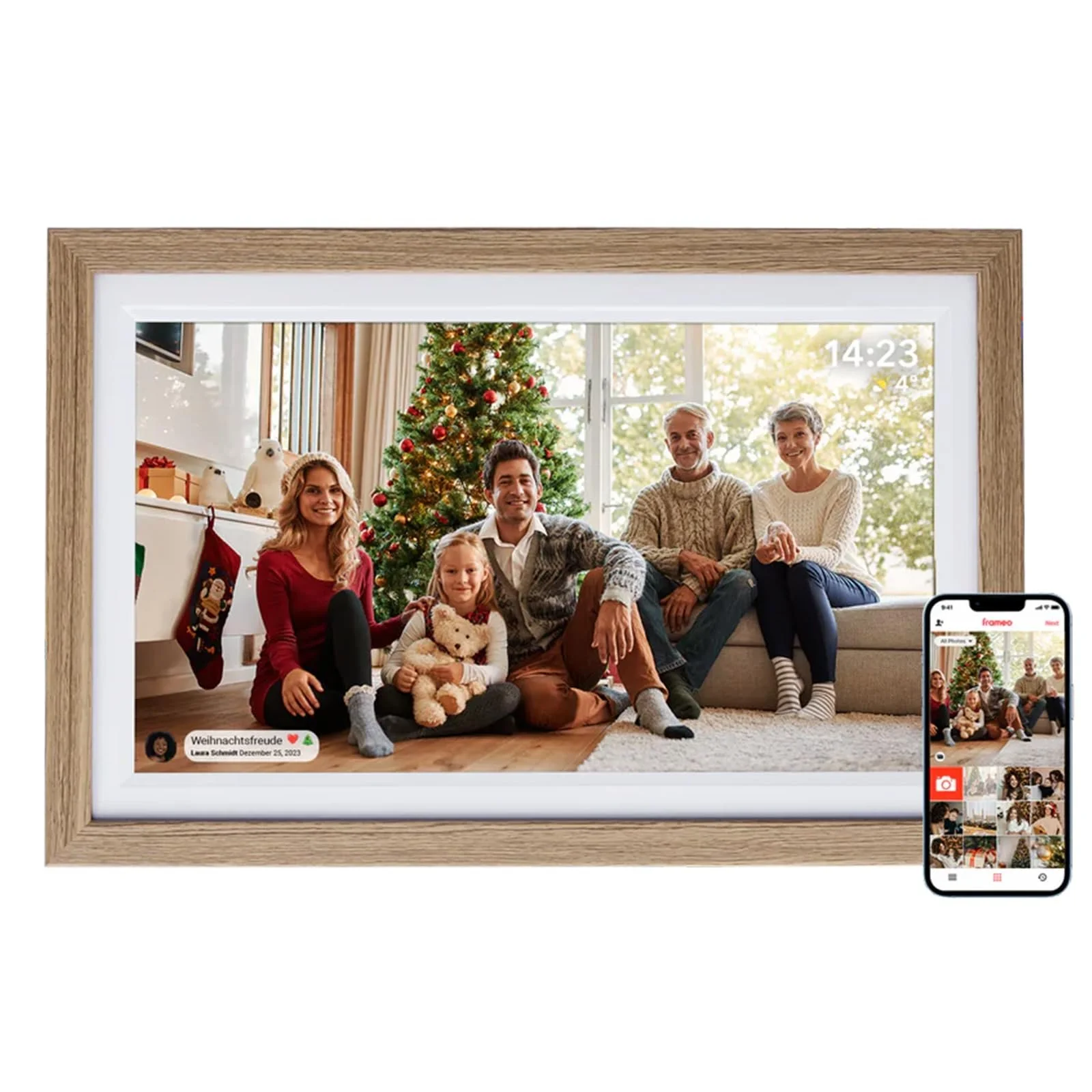 Цифровая фоторамка Rollei Smart Frame WiFi 152 15.6 дюйма Frameo 1920 x 1080 IPS Touchscreen 32 GB Wood Effect Oak, фото №1