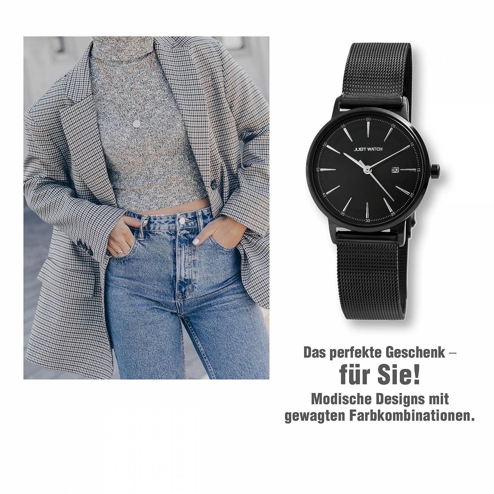 Женские часы Just Watch Миланский ремешок JW10083, нержавеющая сталь, дата, аналоговый, кварцевый, фото №6