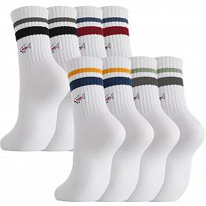 Теннисные носки с вышивкой, 4 пары, забавные носки с мотивом, 39-43, хлопковые белые спортивные носки в полоску с вышивкой акулы, подарки для мужчин и женщин - Фото 1