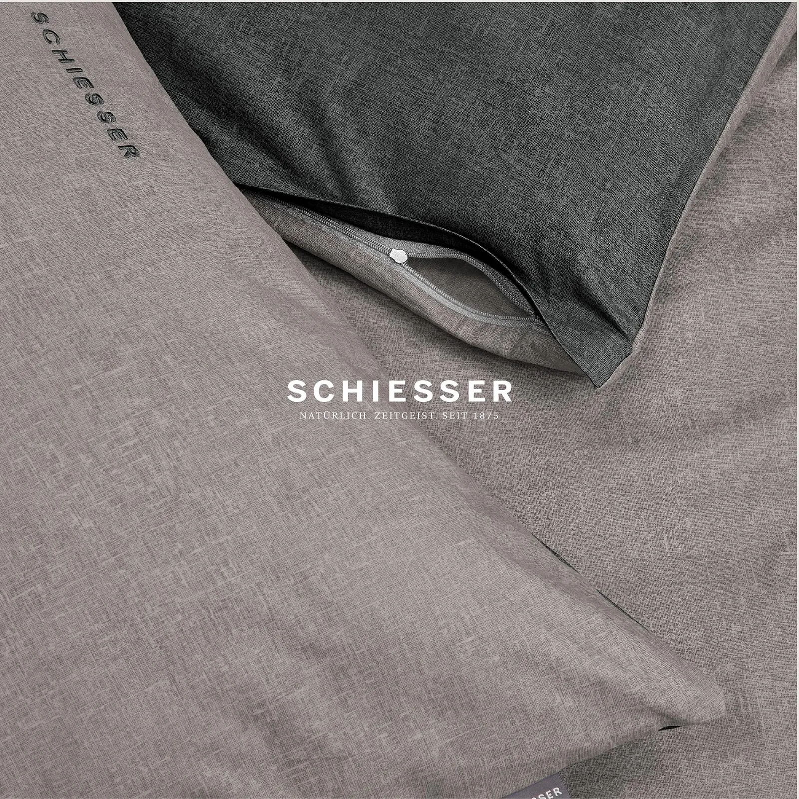 Комплект Постельного Белья Schiesser Doubleface Renforcé 2 предмета Двухцветный 100% Хлопок Серый/Черный, фото №4