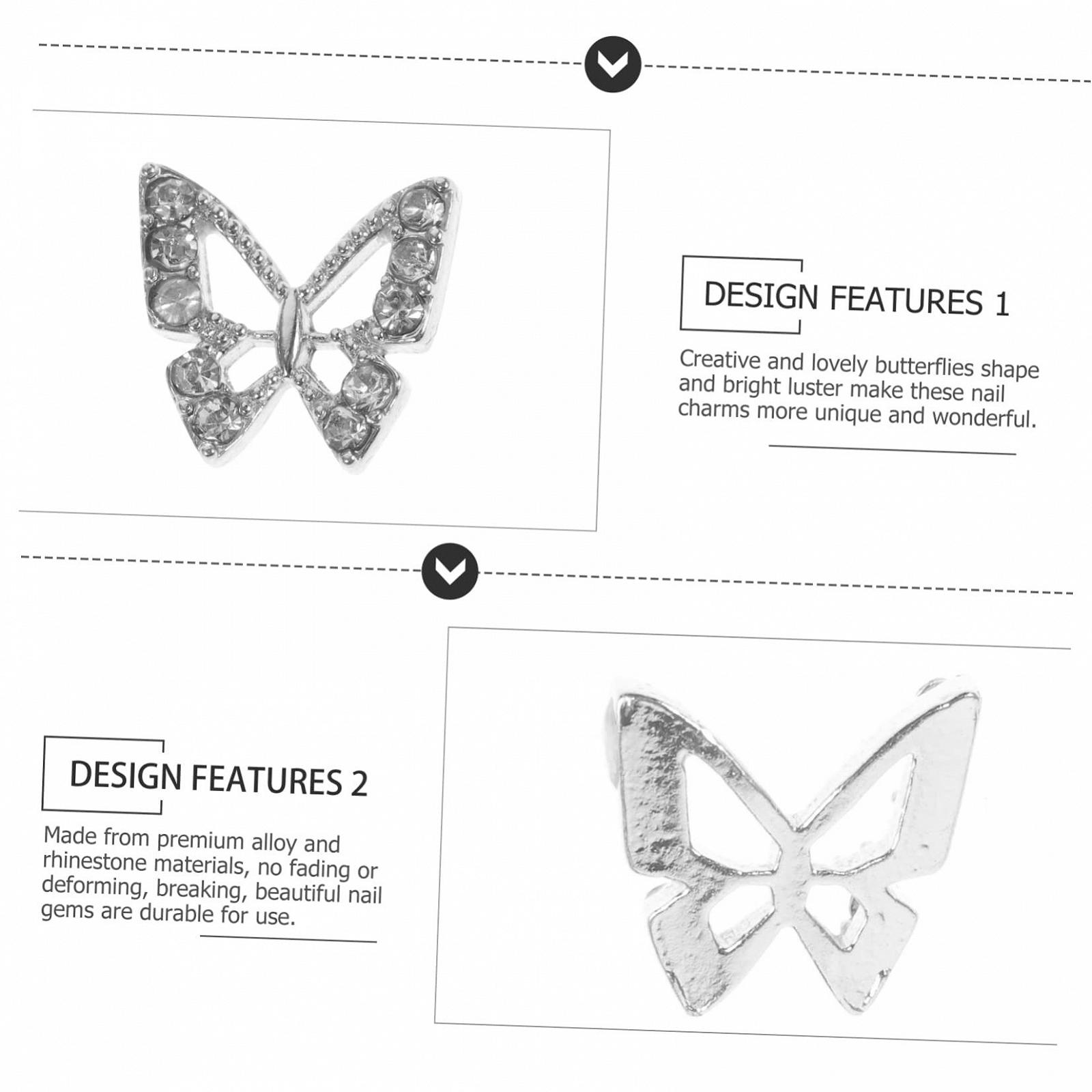 Украшения для ногтей Бабочки Стразы 20 шт., фото №5