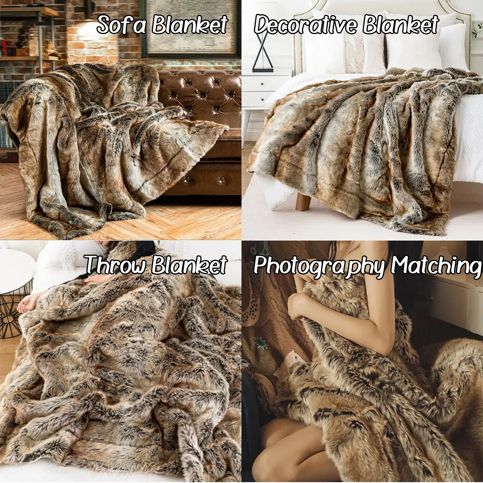 Покривало CLOYAO Зі штучного хутра, Супер м'яка і тепла ковдра, фото №4
