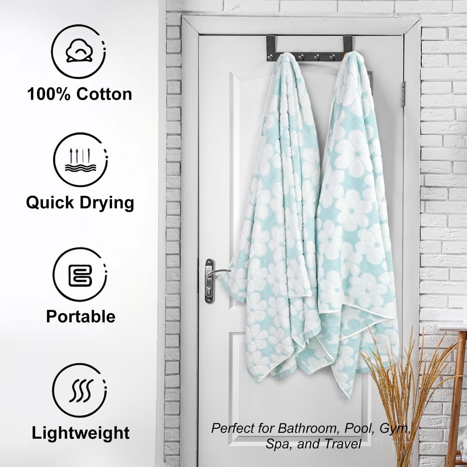 Набір рушників Floral Jacquard 100% бавовна 70x140 см 2 шт. аквамариново-блакитний, фото №7