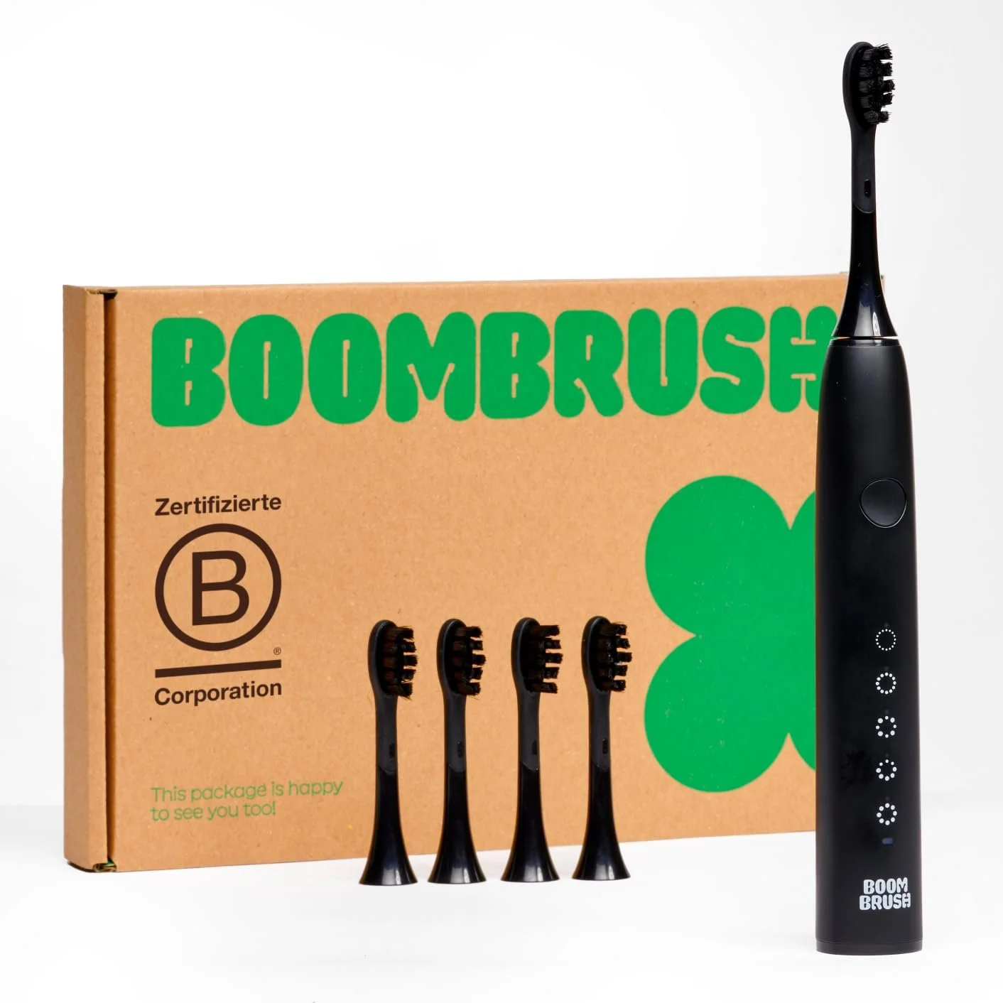 Электрическая звуковая зубная щетка BOOMBRUSH 90 дней работы 5 насадок Black, фото №1