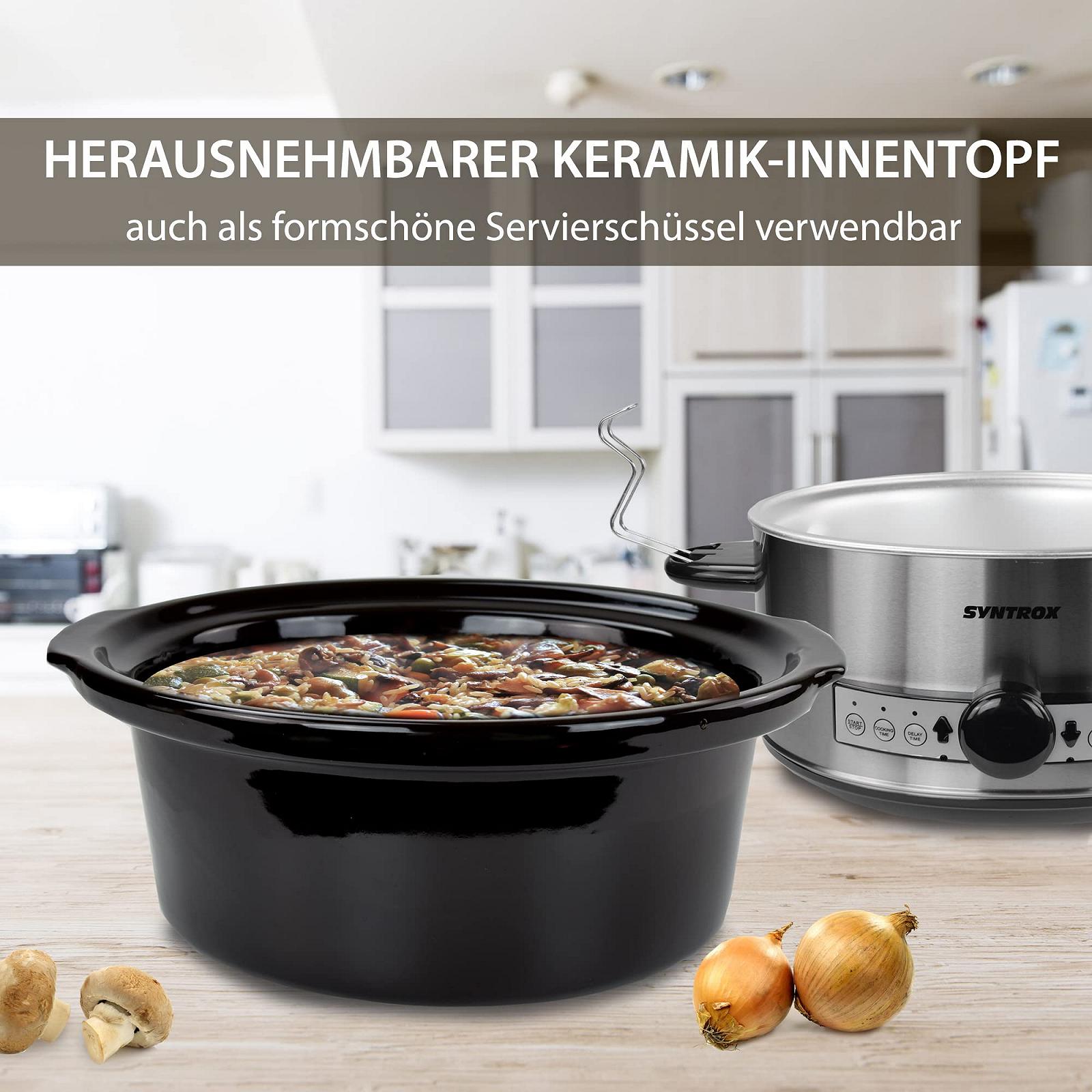 Повільноварка Syntrox Germany Slow Cooker 6.5 л з таймером та функцією підігріву - Потужність 320 Вт, фото №4