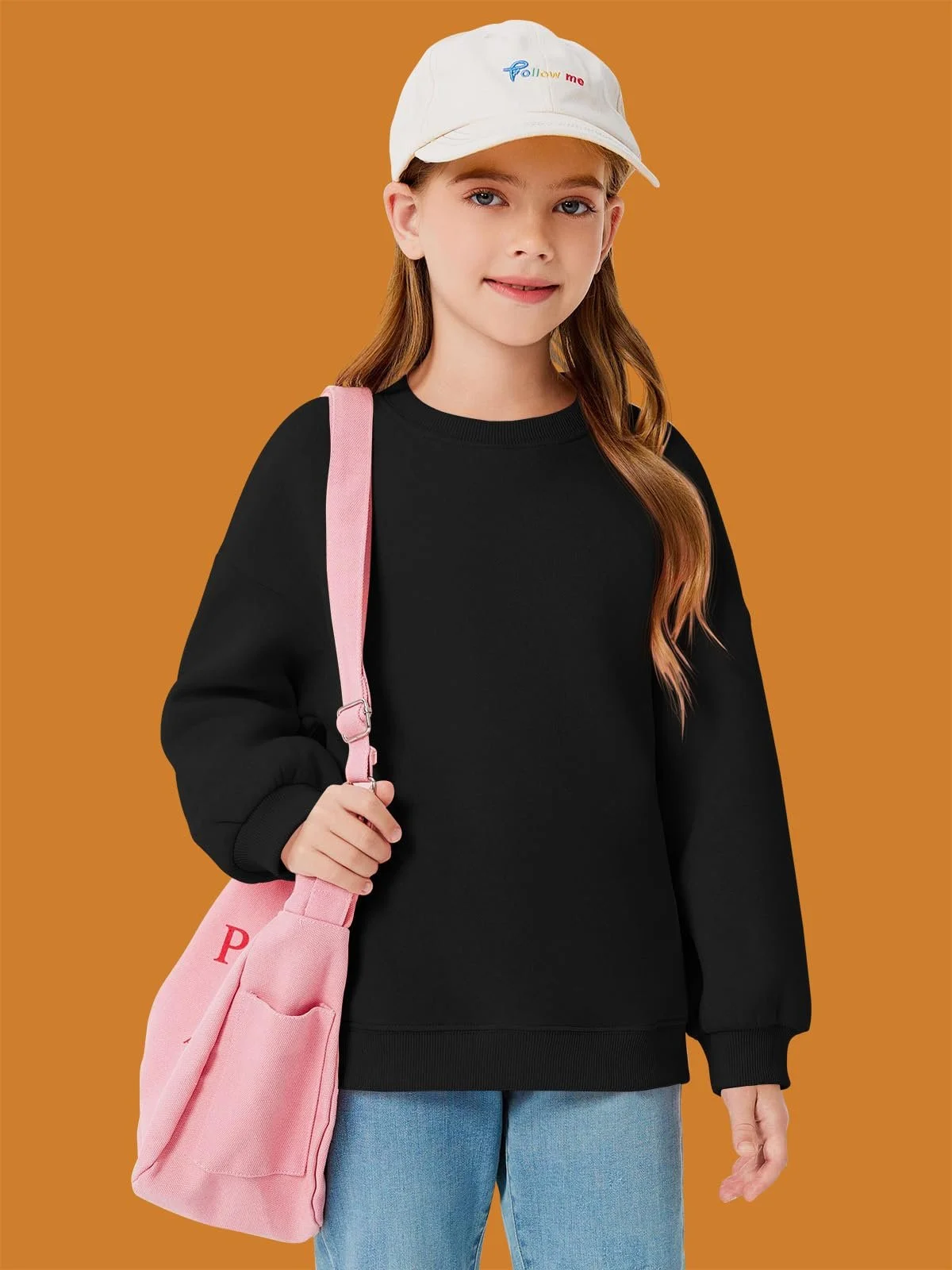 Свитшот Haloumoning для девочек, с круглым вырезом, оверсайз, легкий пуловер, спортивный, с длинными рукавами, однотонный, базовый, для детей 5-14 лет, фото №4 Свитшот Haloumoning для девочек, с круглым вырезом, оверсайз, легкий пуловер, спортивный, с длинными рукавами, однотонный, базовый, для детей 5-14 лет, фото №4