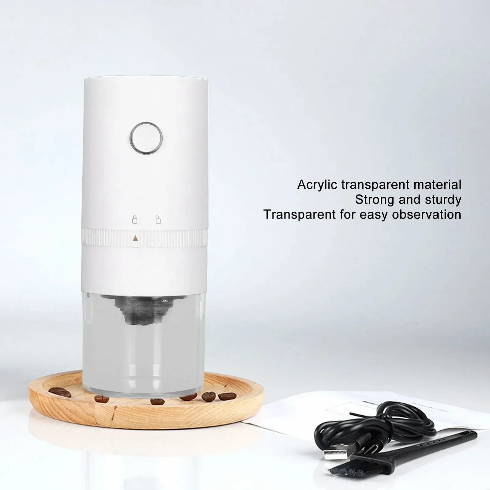 Электрическая кофемолка Беспроводная USB Перезаряжаемая Портативная Прозрачная Регулируемая для дома Кухня Белый, фото №2 Электрическая кофемолка Беспроводная USB Перезаряжаемая Портативная Прозрачная Регулируемая для дома Кухня Белый, фото №2