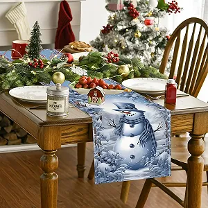 Купити Доріжка на стіл Christmas Winter Fashion Багаторазова 183 x 33 см Синя - Фото 1 Доріжка на стіл Christmas Winter Fashion Багаторазова 183 x 33 см Синя - Фото 1