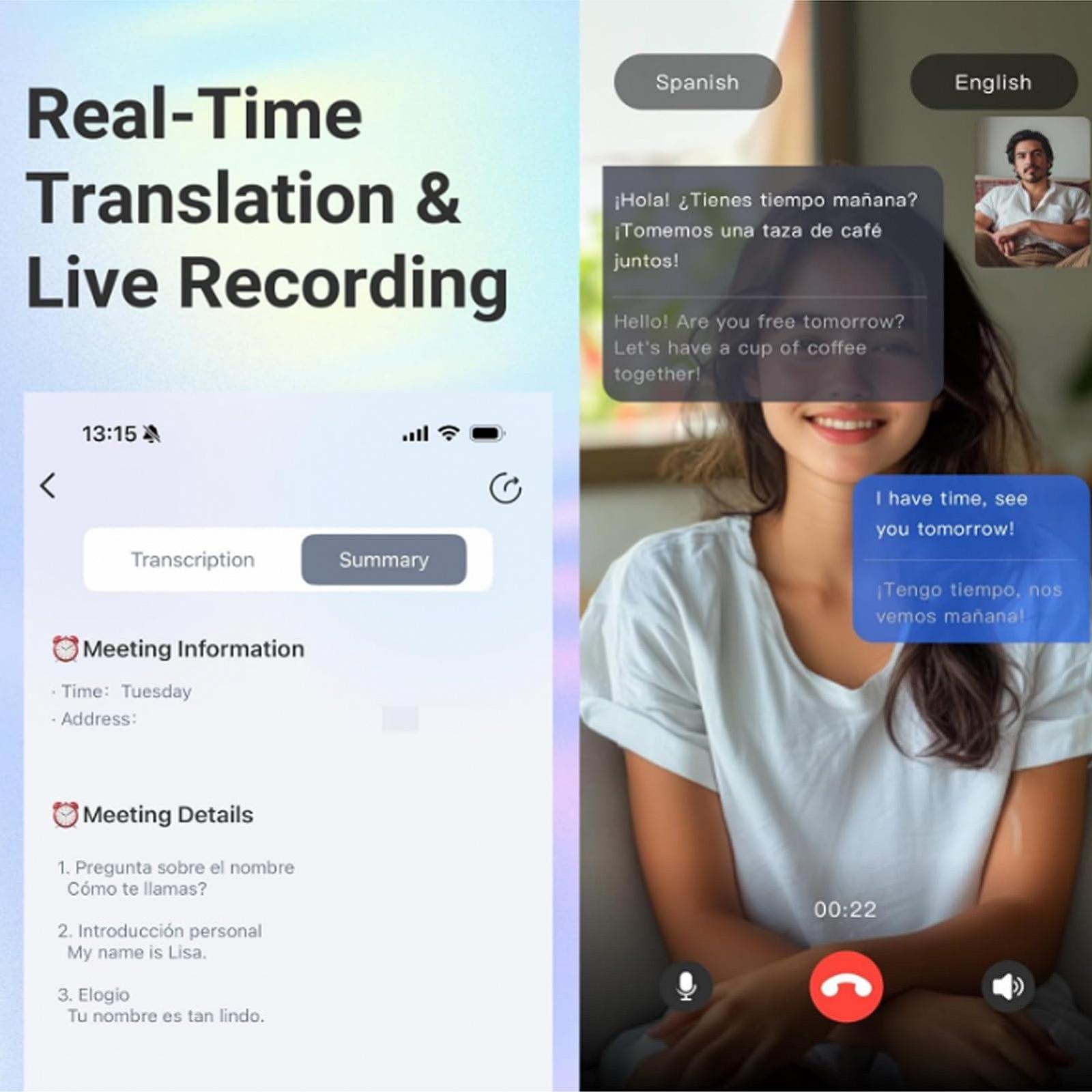 Розумні окуляри для перекладу AI для чоловіків та жінок 115 мов в реальному часі, фото №2