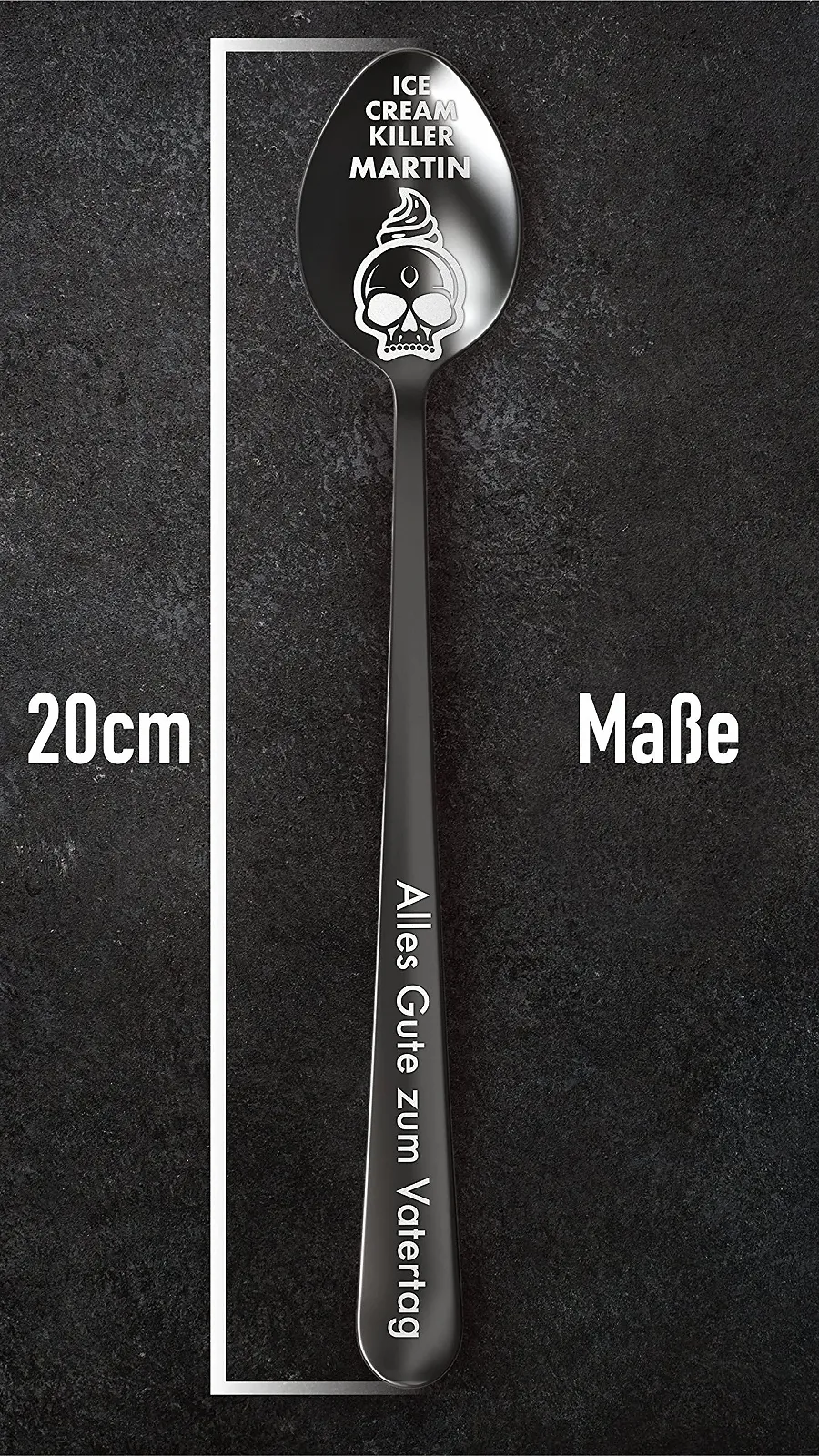 Ложка для морозива Geschenkfreude Персоналізована з гравіюванням Papa the Ice Cream Killer, фото №2
