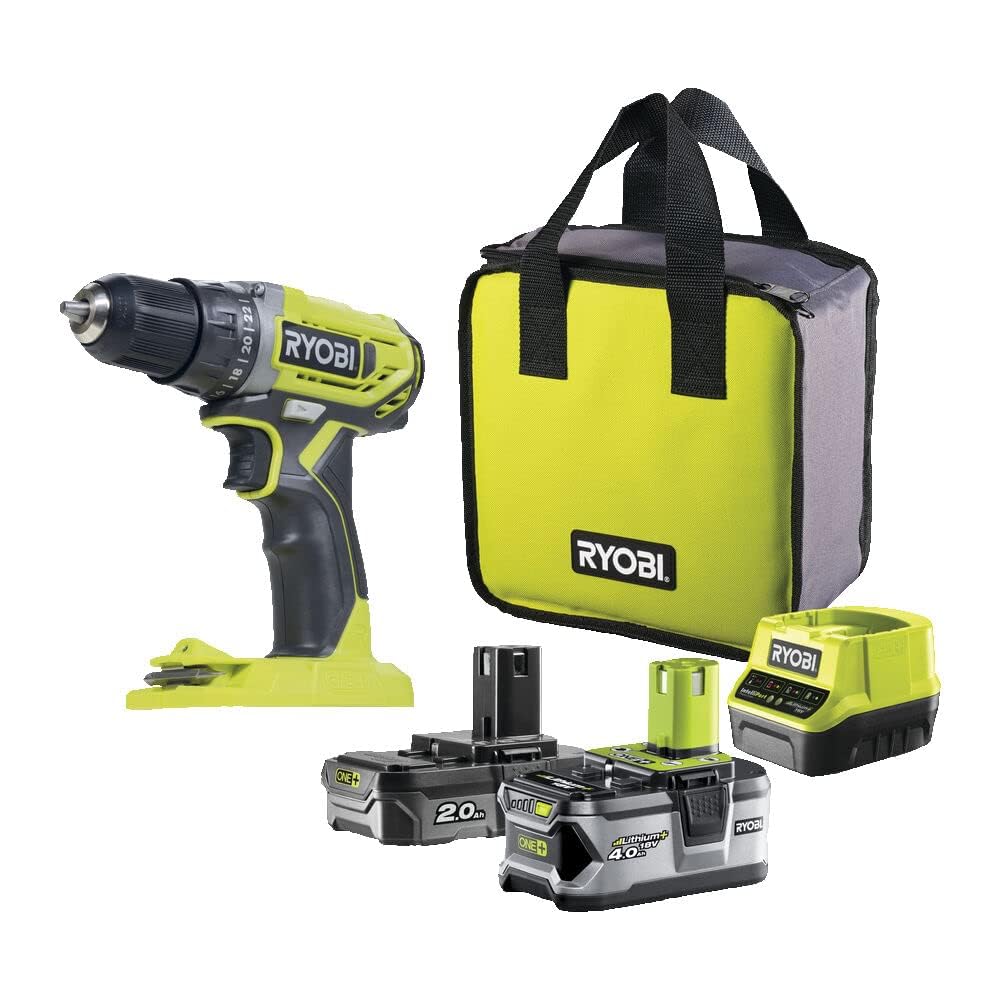 Дрель аккумуляторная RYOBI ONE+ R18DD2-242S 18 В 2-скоростная 40 Нм 24 уровней крутящего момента патрон 10 мм 1x4.0Ah 1x2.0Ah батарея зарядное устройство в сумке для инструментов, фото №4 Дрель аккумуляторная RYOBI ONE+ R18DD2-242S 18 В 2-скоростная 40 Нм 24 уровней крутящего момента патрон 10 мм 1x4.0Ah 1x2.0Ah батарея зарядное устройство в сумке для инструментов, фото №4