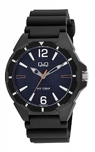 Годинник Чоловічий Q&Q Силіконовий З Пряжкою 10 Bar Чорний Аналоговий Кварцовий - Фото 1