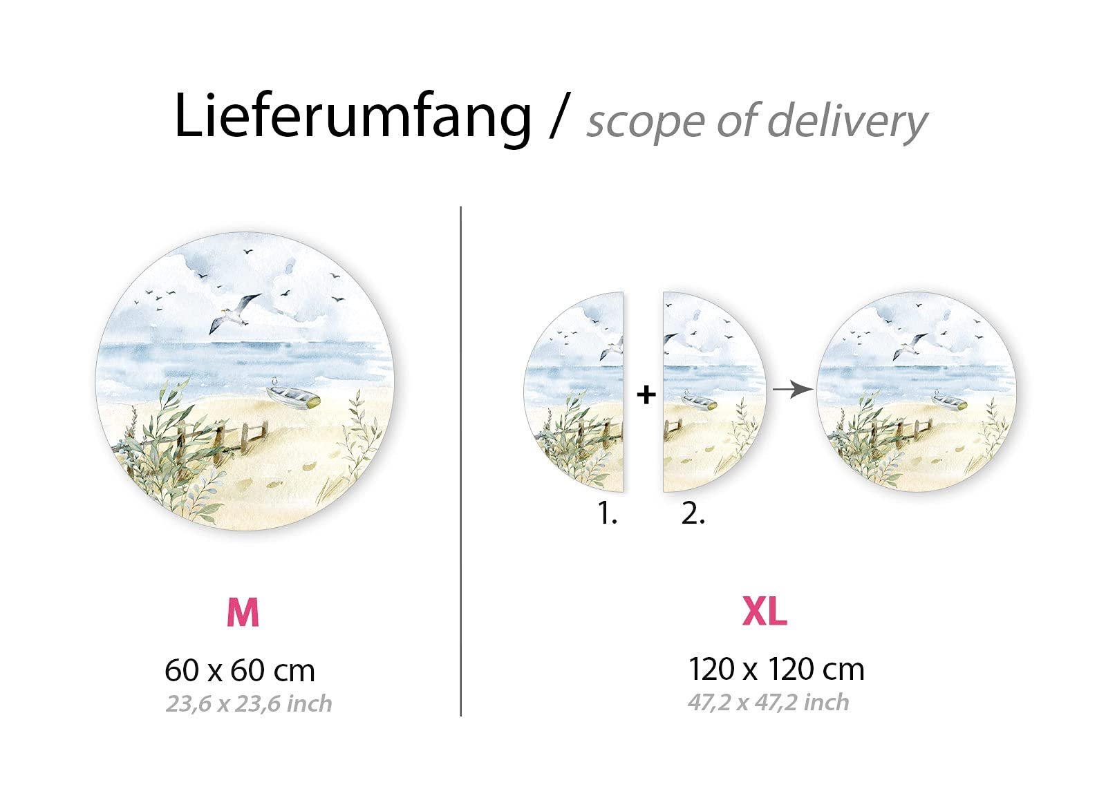 Наклейка на стіну Grandora Coast DL580 Чайки та човен 60 см, фото №3