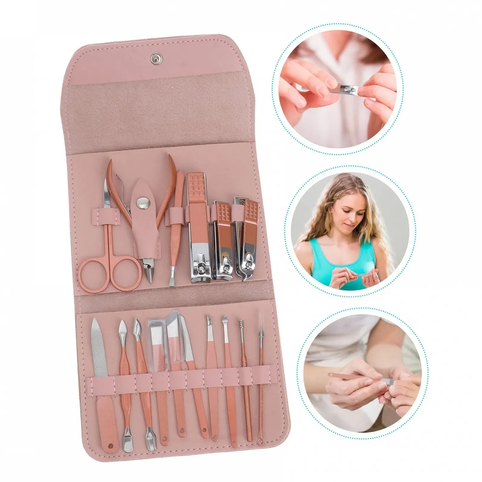 Набор для маникюра PACKOVE 16 шт. с кусачками, пилочкой и инструментами из нержавеющей стали для профессионального ухода, фото №4