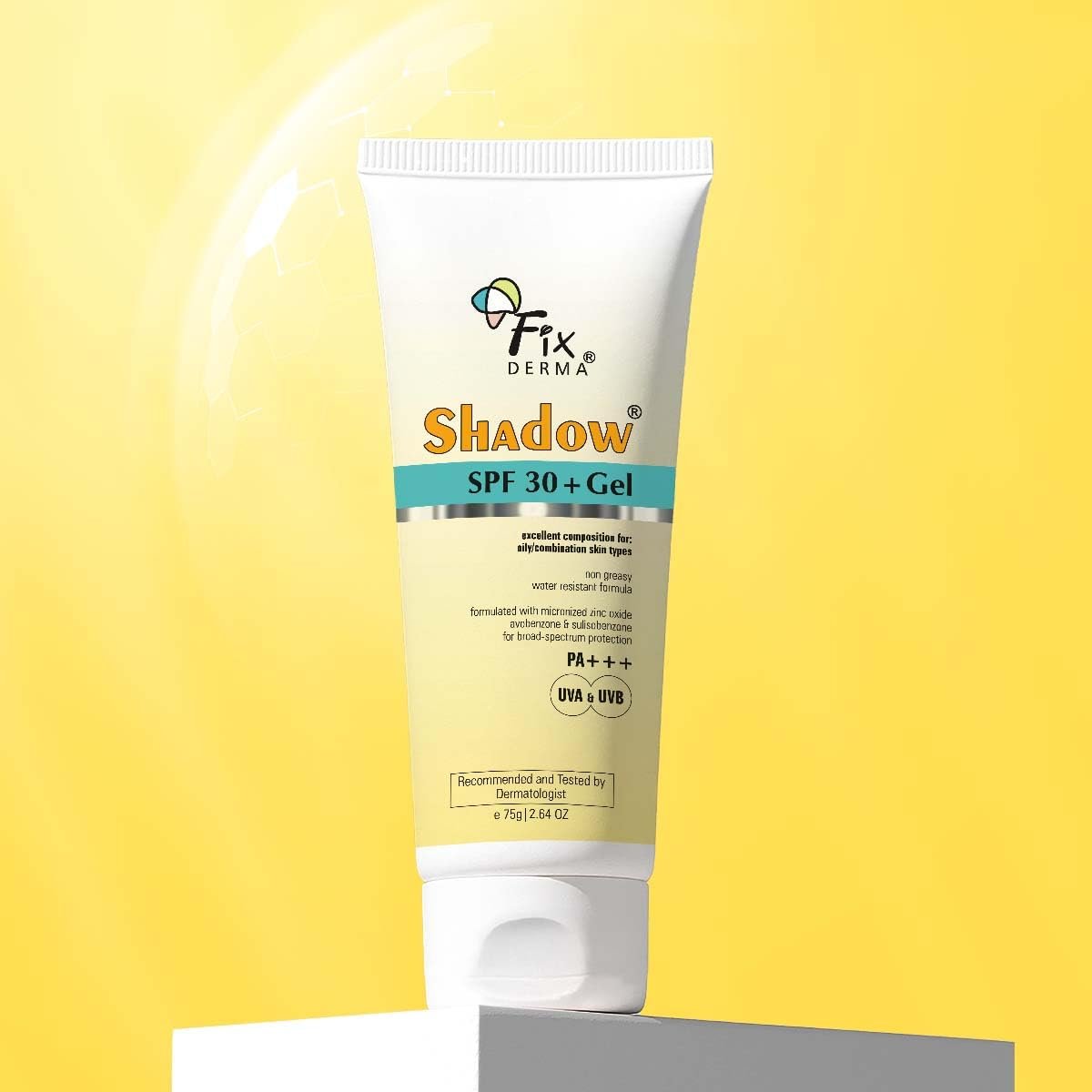 Сонцезахисний гель FIXDERMA Shadow SPF 30+ 40 г водостійкий нежирний, фото №2