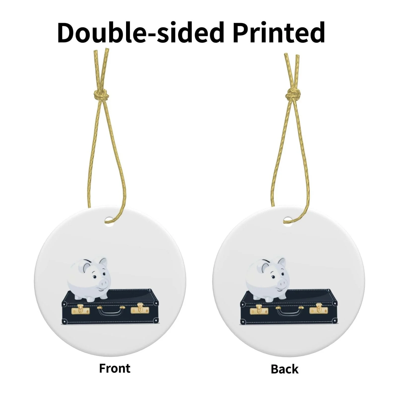 Скарбничка WINHGA Керамічна кругла з принтом Свинка у валізі, фото №3