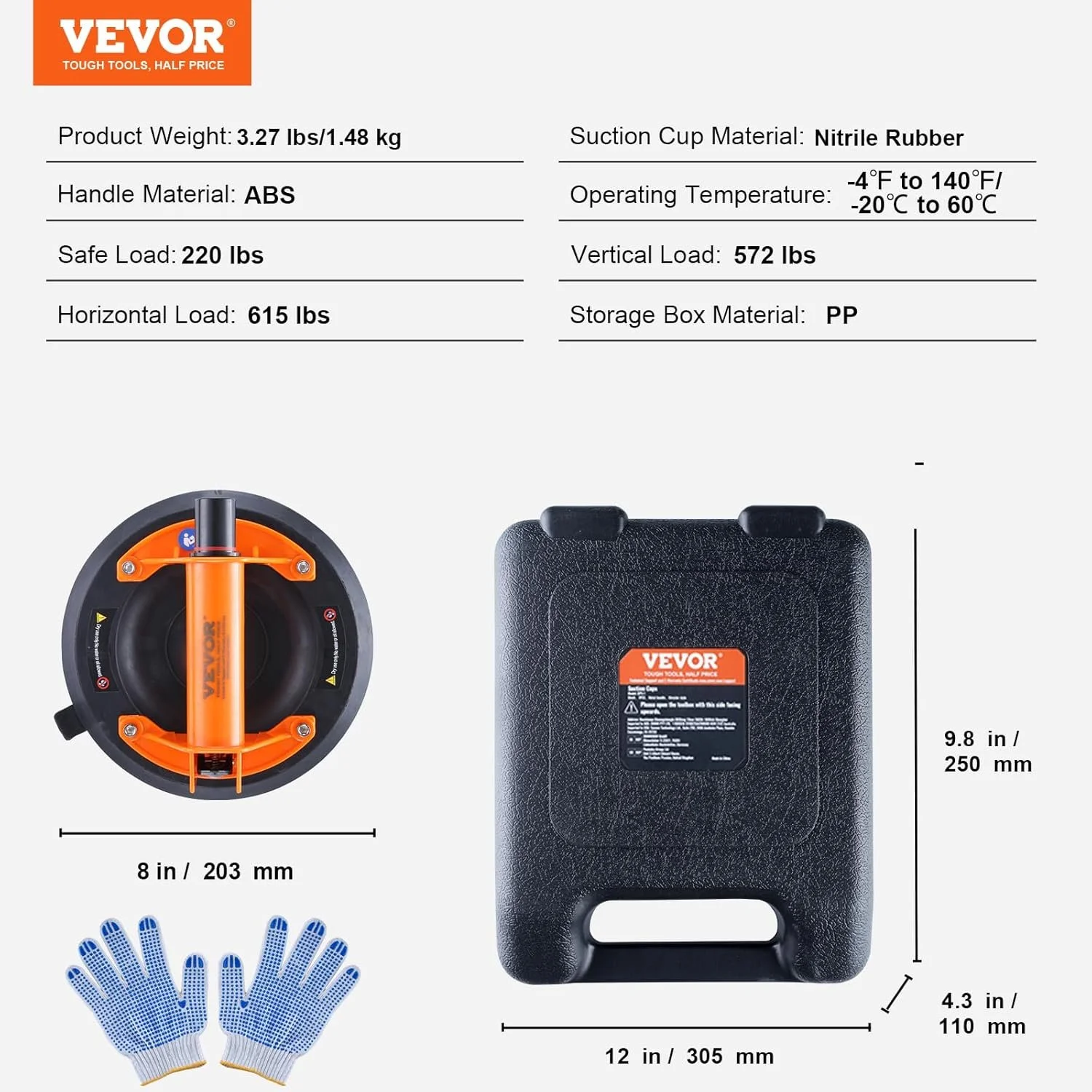 Присоска для скла VEVOR GPS-2 / 203 мм діаметр / до 100 кг / Оранжевий, фото №4 Присоска для скла VEVOR GPS-2 / 203 мм діаметр / до 100 кг / Оранжевий, фото №4