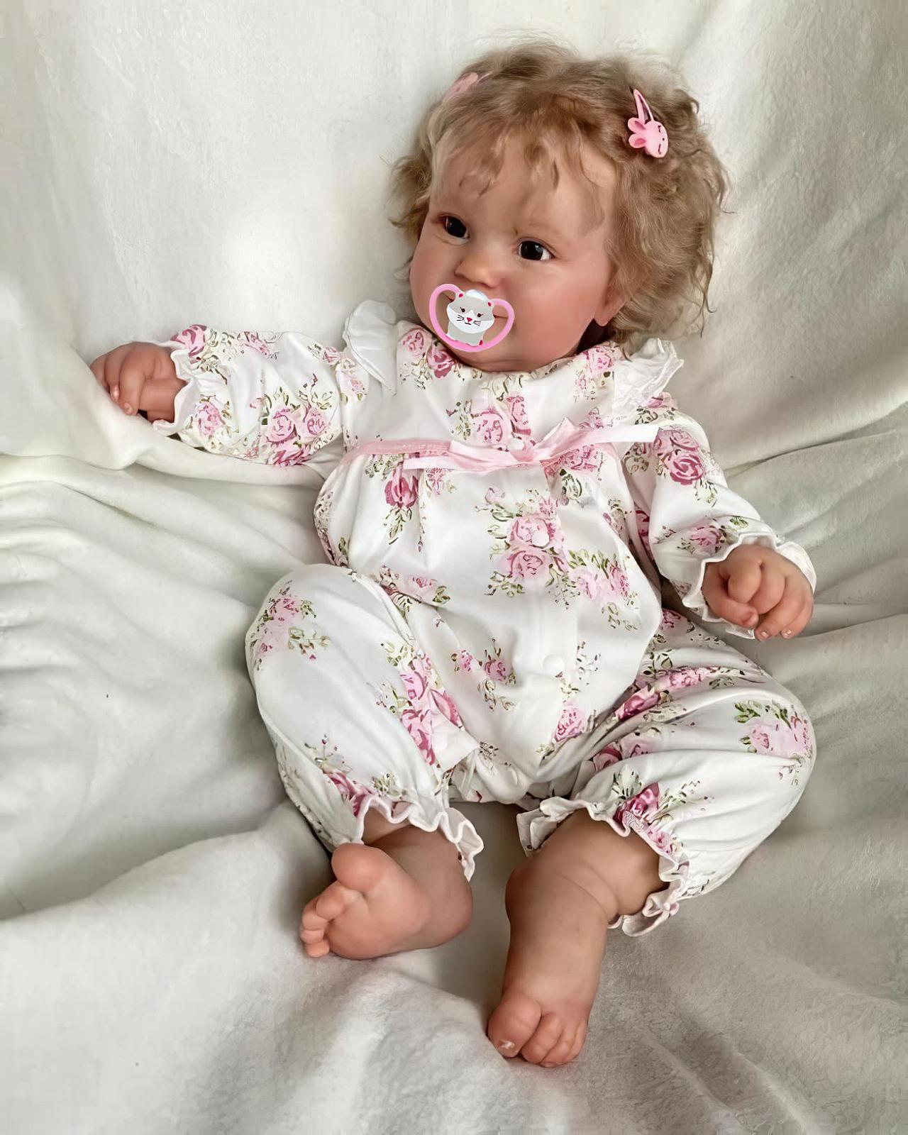 Кукла MineeQu 50 cm Cute Vibrant Smiling Premie Baby Size Look Real Soft Reborn Dolls с вкорененными блондинистыми волосами Реалистичная детская кукла, фото №2