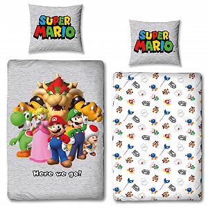Постільна білизна Character World Super Mario 135 x 200 см + 80 x 80 см німецький розмір Nintendo Mario Luigi & Friends 100% бавовна для підлітків та дітей - Фото 1