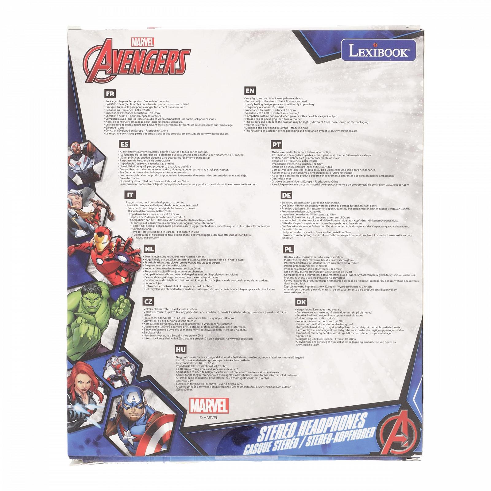Наушники Lexibook Marvel The Avengers Iron Man стерео детские безопасные складные регулируемые розовый/черный, фото №6