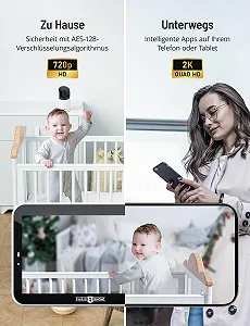 Відеоняня PARIS RHÔNE 2K HD 5" WiFi PTZ AI Tracking RGB Night Light synthetic.ua - Фото 1