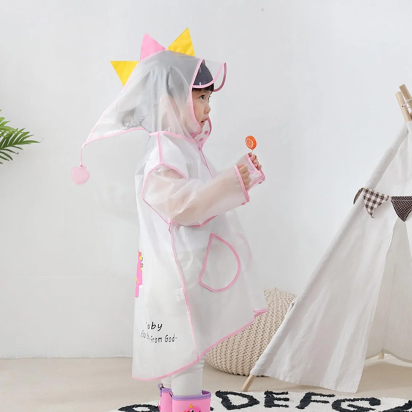 Дождевой Плащ Детский Велосипедный Дождевик Детский Мультяшный Узор Водонепроницаемый Дождевик Унисекс Водонепроницаемый Многоразовый Подходит для Велоспорта на Открытом Воздухе Прозрачная Ветрозащитная Куртка, фото №6