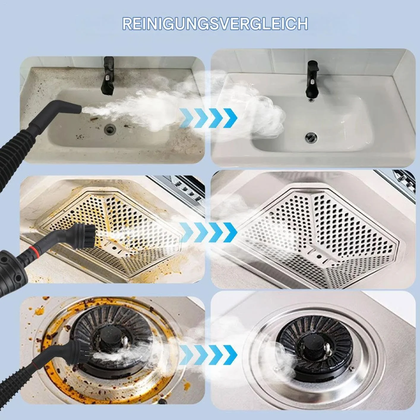 Пароочисник та парова швабра з набором аксесуарів та електричним плямовивідником для килимів, меблів та підлоги, фото №5 Пароочисник та парова швабра з набором аксесуарів та електричним плямовивідником для килимів, меблів та підлоги, фото №5