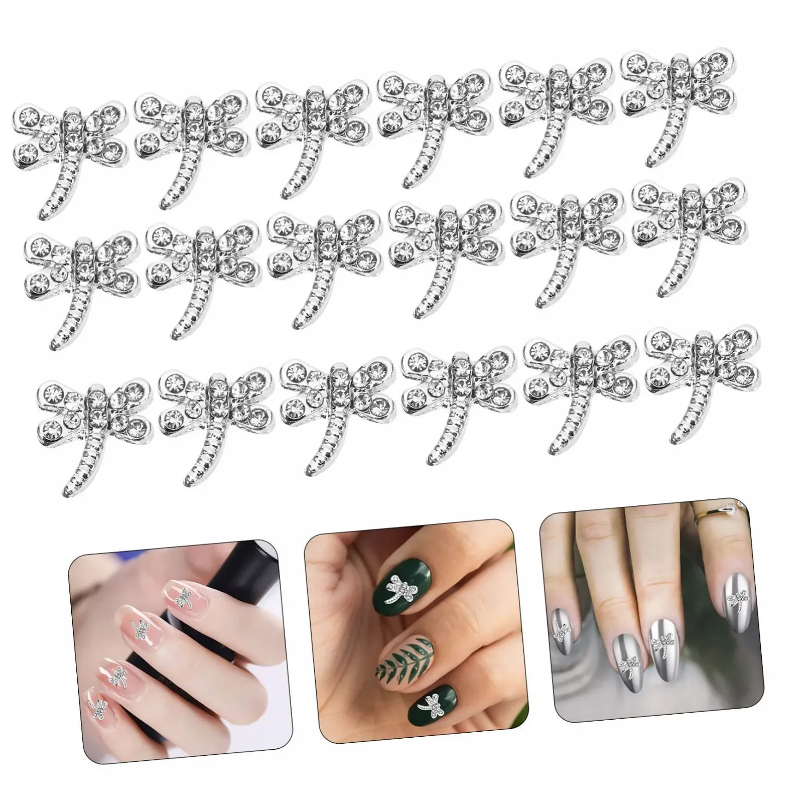 Підвіски для нігтів Healeved, 80 шт, золоті, у формі бабки, прикраси для манікюру, фото №4